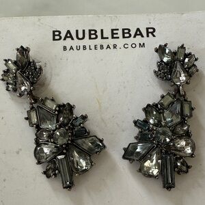 BaubleBar Silver and Black Crystal Drop Earrings